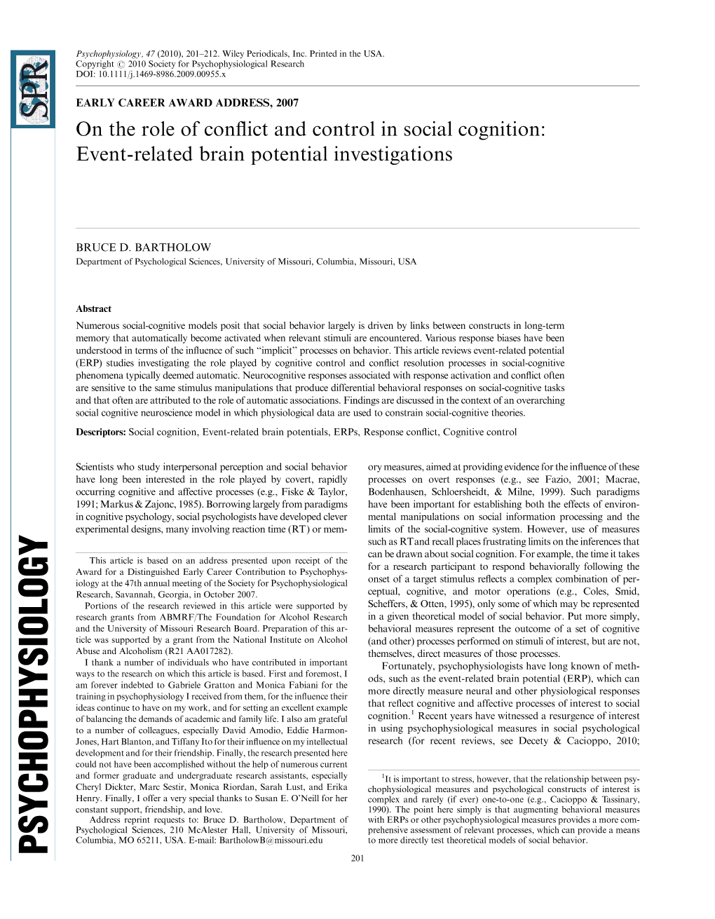 On the Role of Conflict and Control in Social Cognition: Event-Related Brain