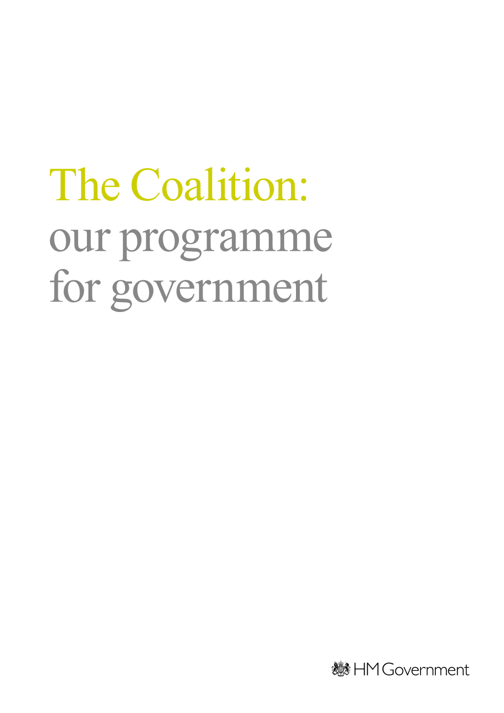 The Coalition: Our Programme for Government