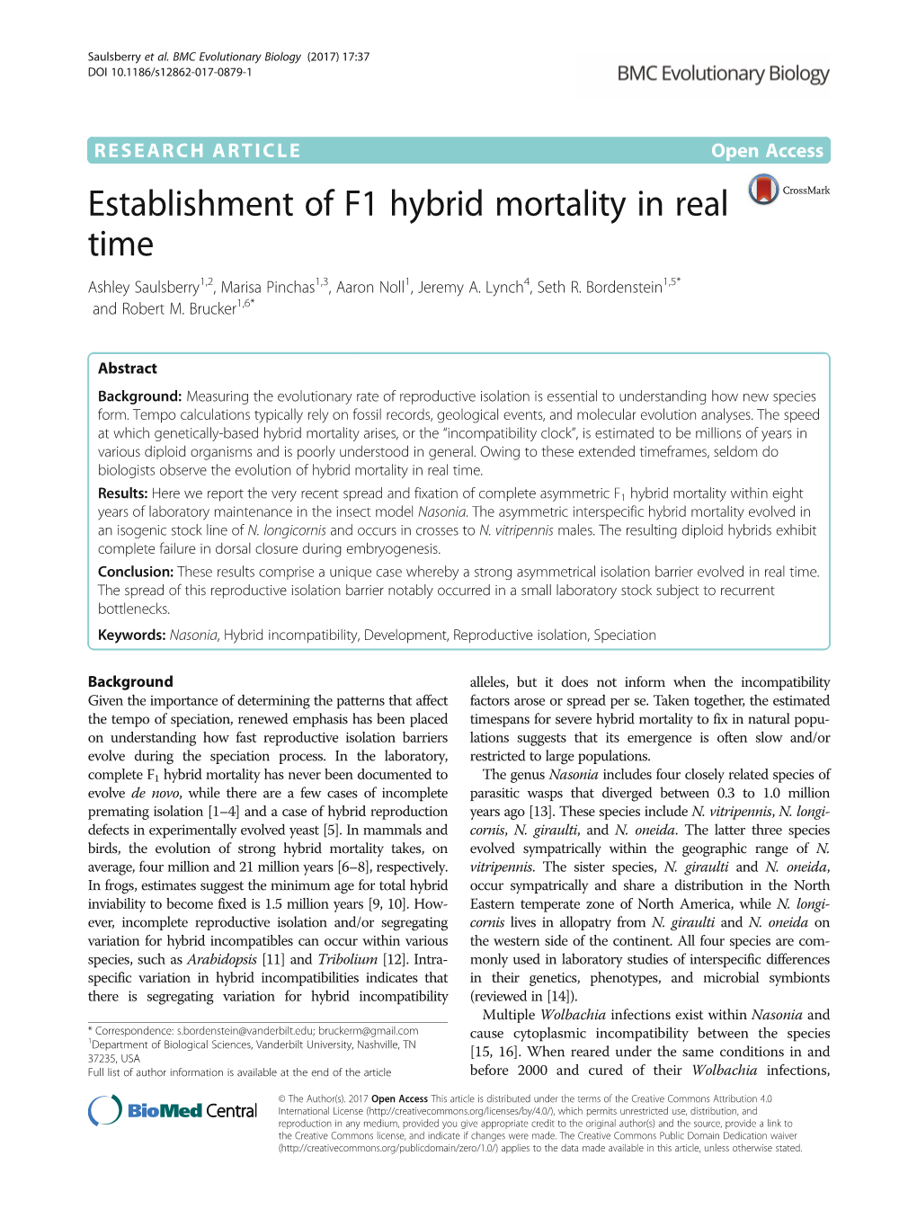 Establishment of F1 Hybrid Mortality in Real Time Ashley Saulsberry1,2, Marisa Pinchas1,3, Aaron Noll1, Jeremy A