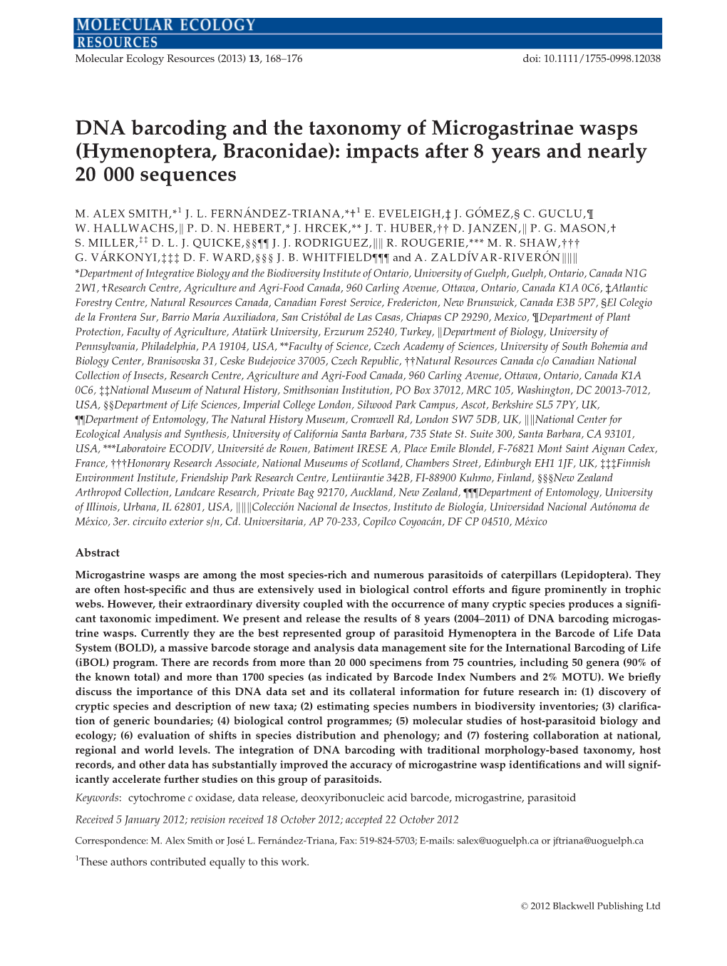 DNA Barcoding and the Taxonomy of Microgastrinae Wasps (Hymenoptera, Braconidae): Impacts After 8 Years and Nearly 20 000 Sequences