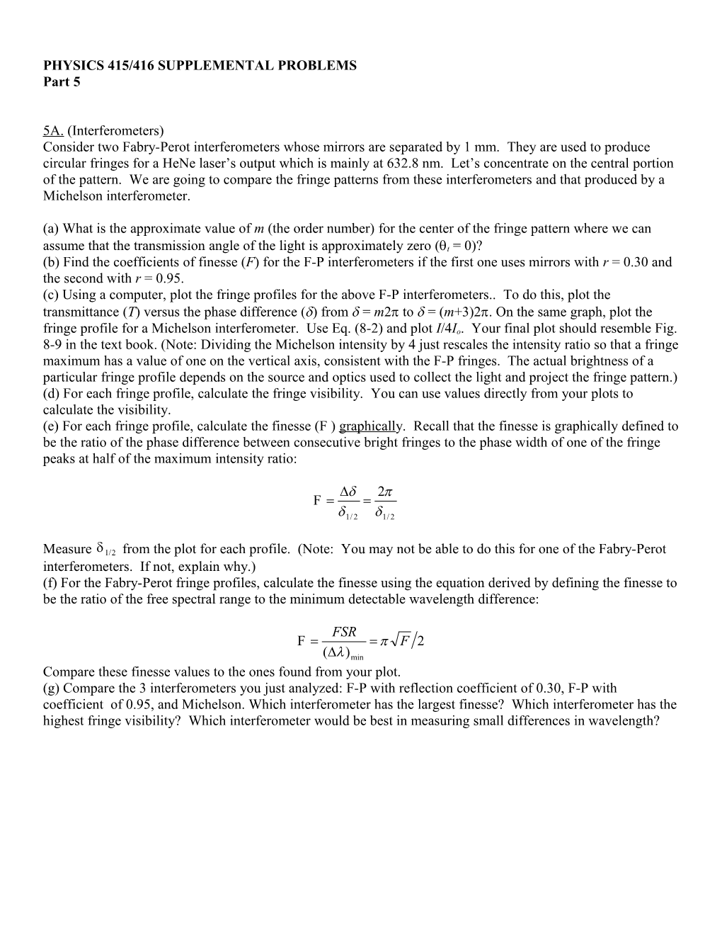 Physics 415 Supplemental Problems