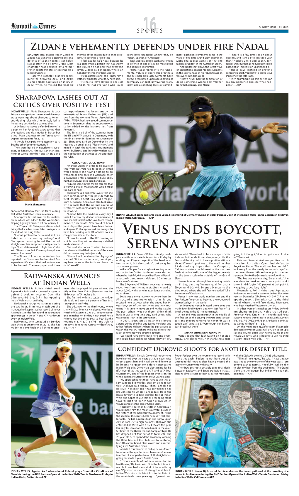 Venus Ends Boycott, Serena Wins Opener