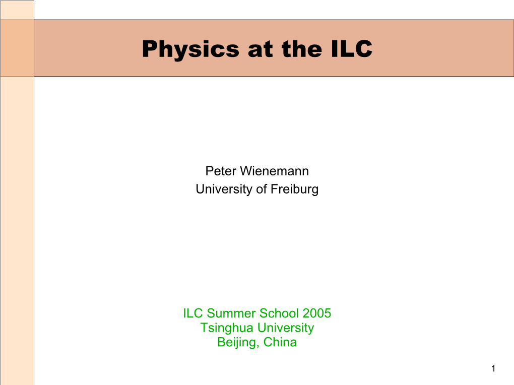 Physics at the ILC