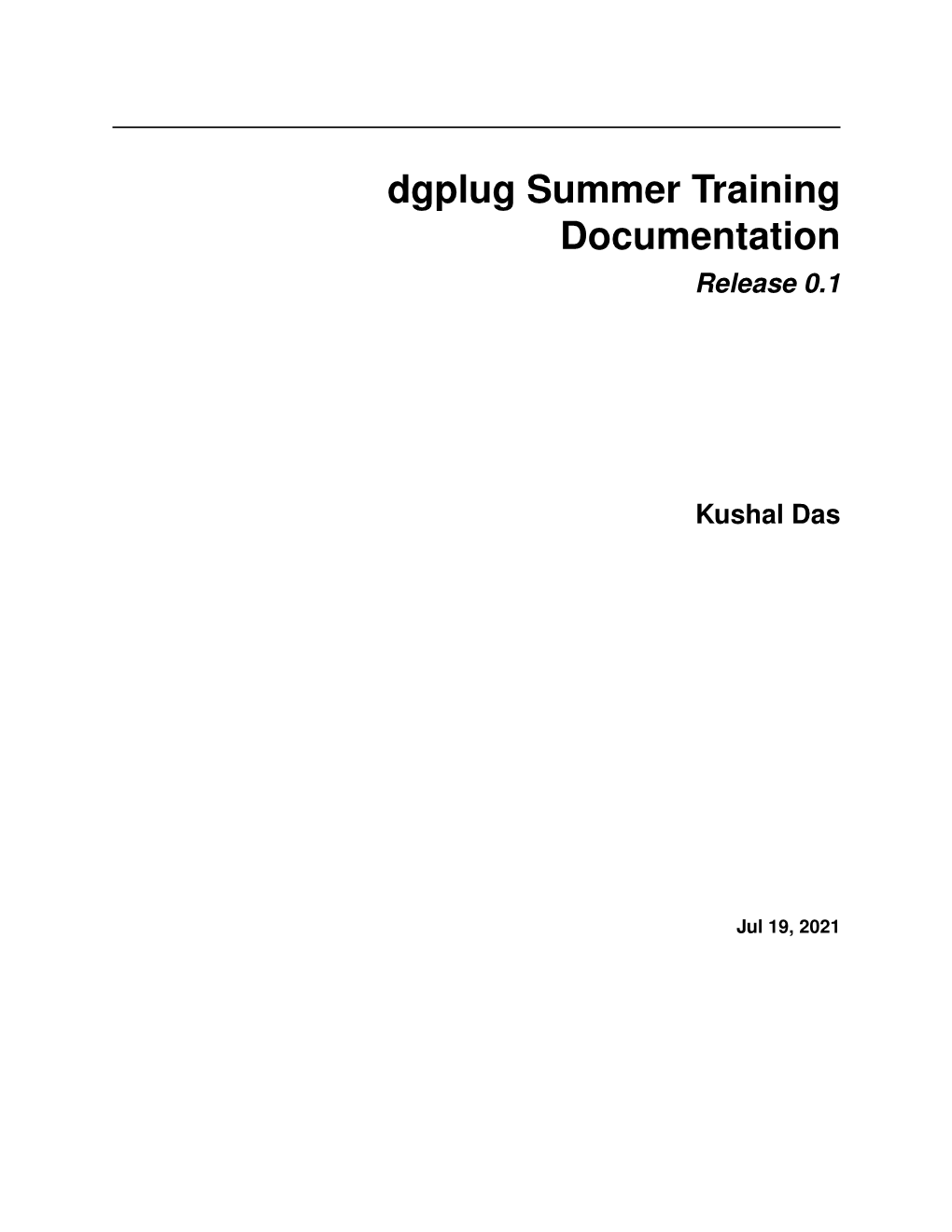 Dgplug Summer Training Documentation Release 0.1 Kushal