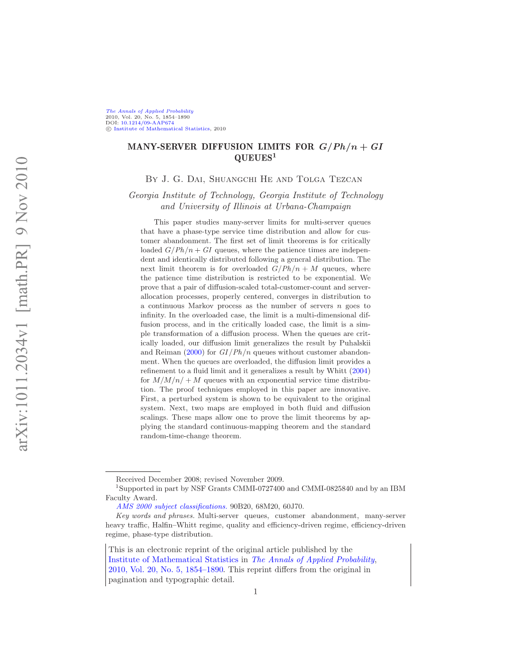 Many-Server Diffusion Limits for G/Ph/N+GI Queues