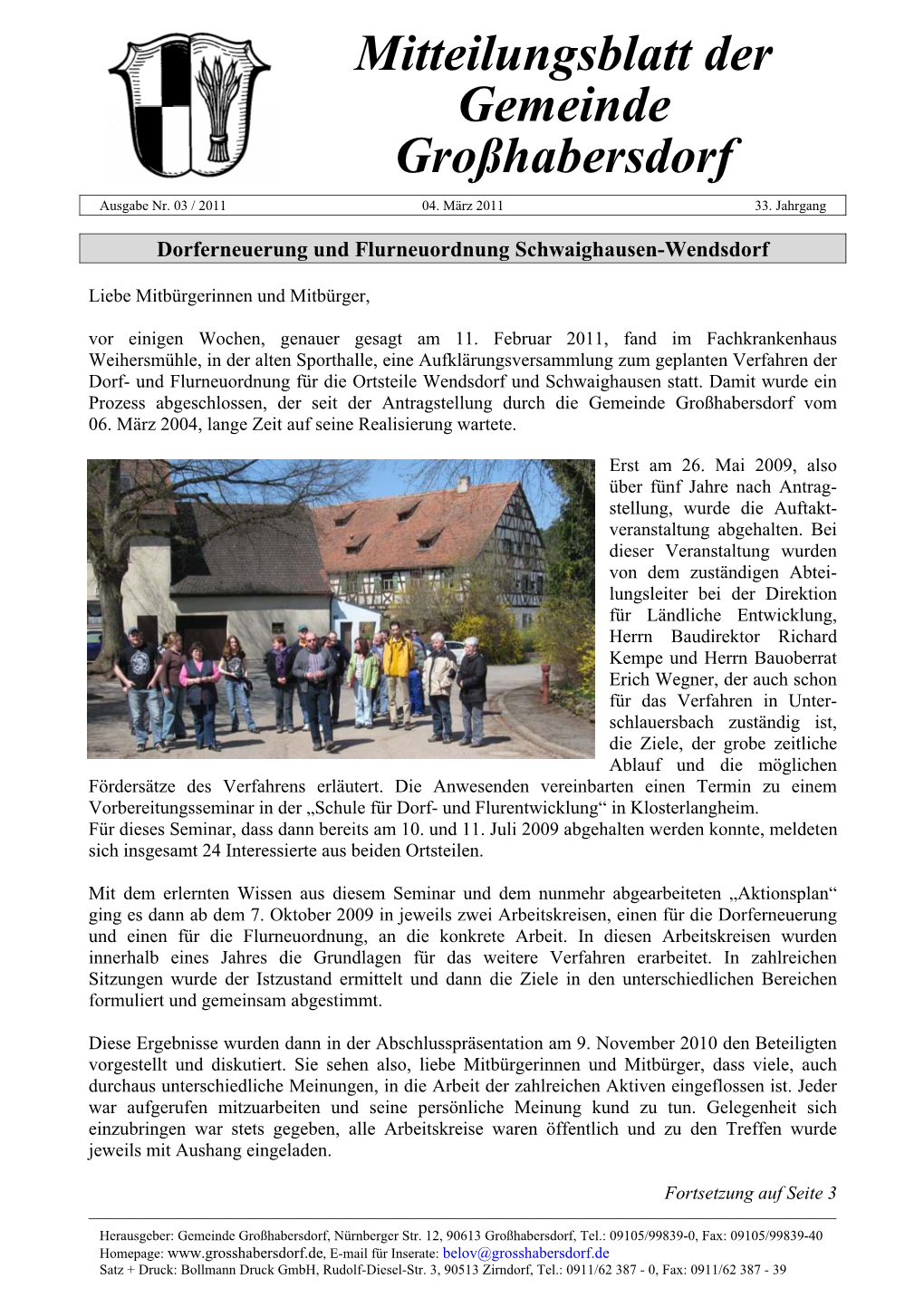 Mitteilungsblatt Der Gemeinde Großhabersdorf