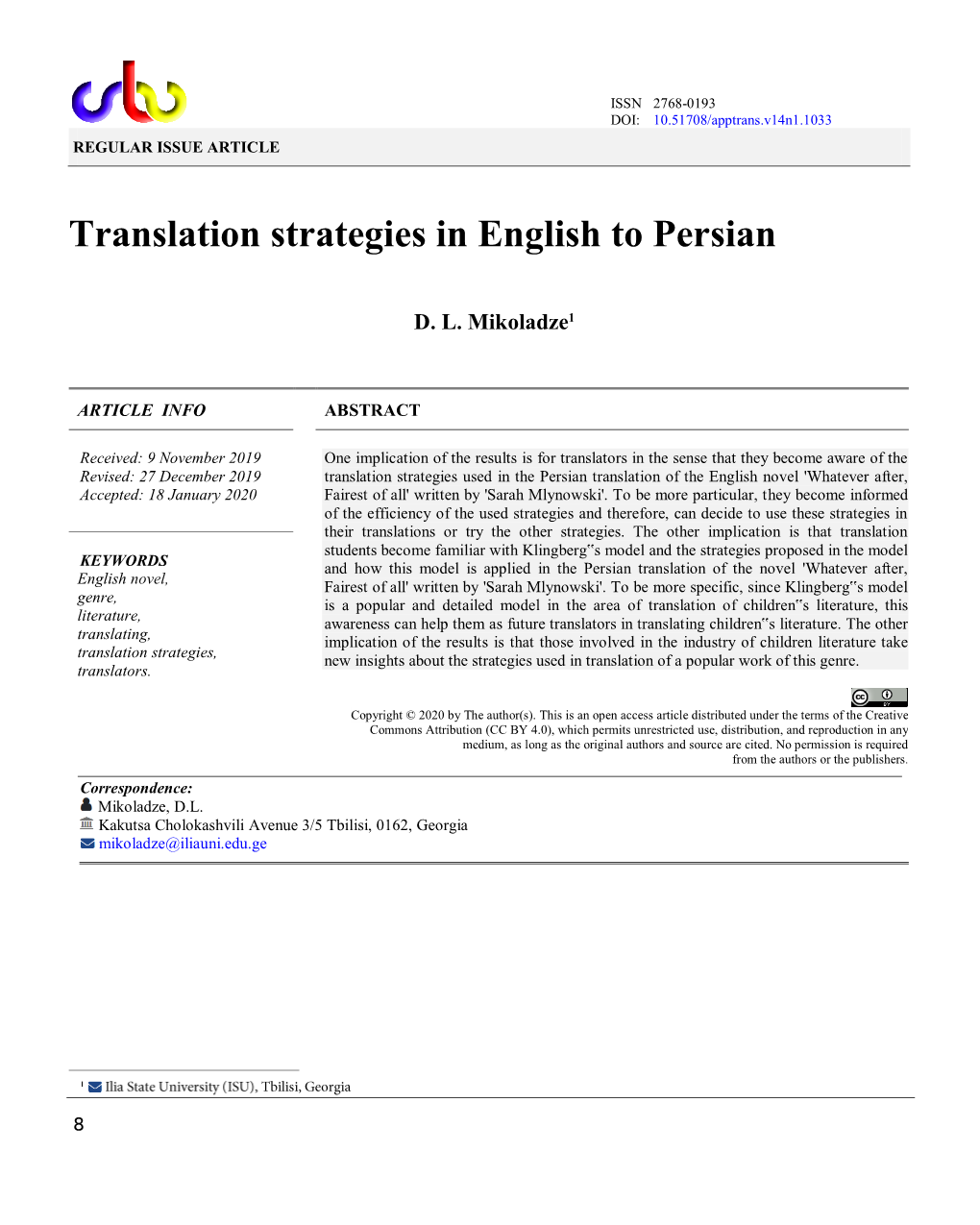 Translation Strategies in English to Persian