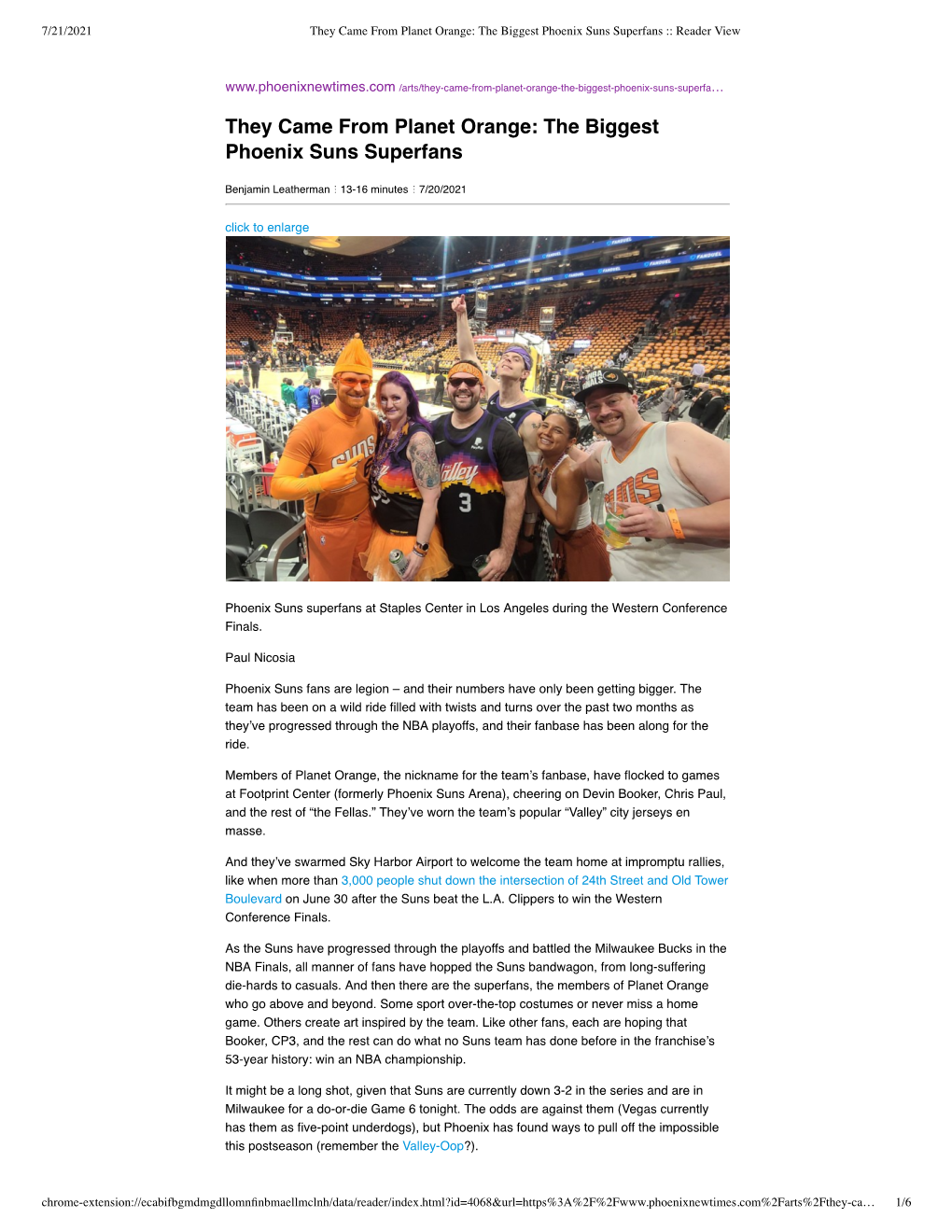 The Biggest Phoenix Suns Superfans :: Reader View