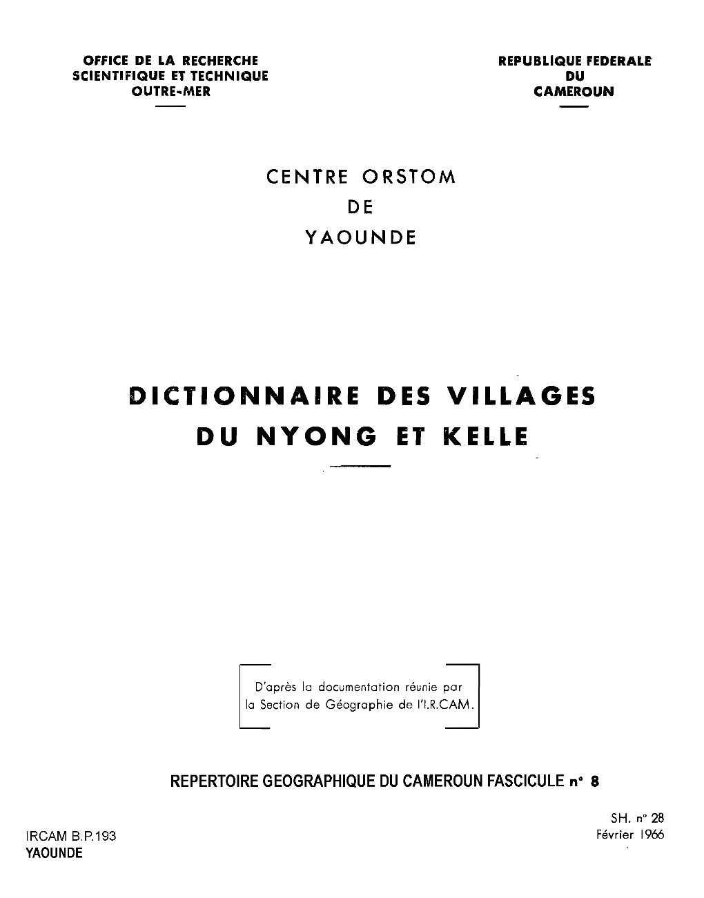 Dictionnaire Des Villages Du Nyong Et Kellé 51 P