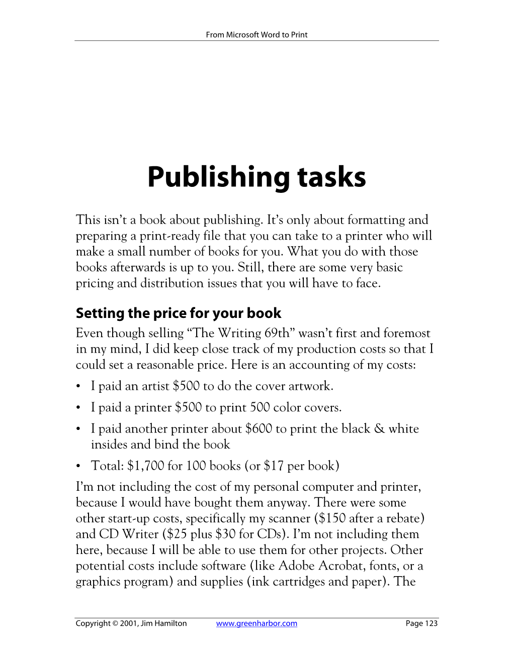 Publishing Tasks