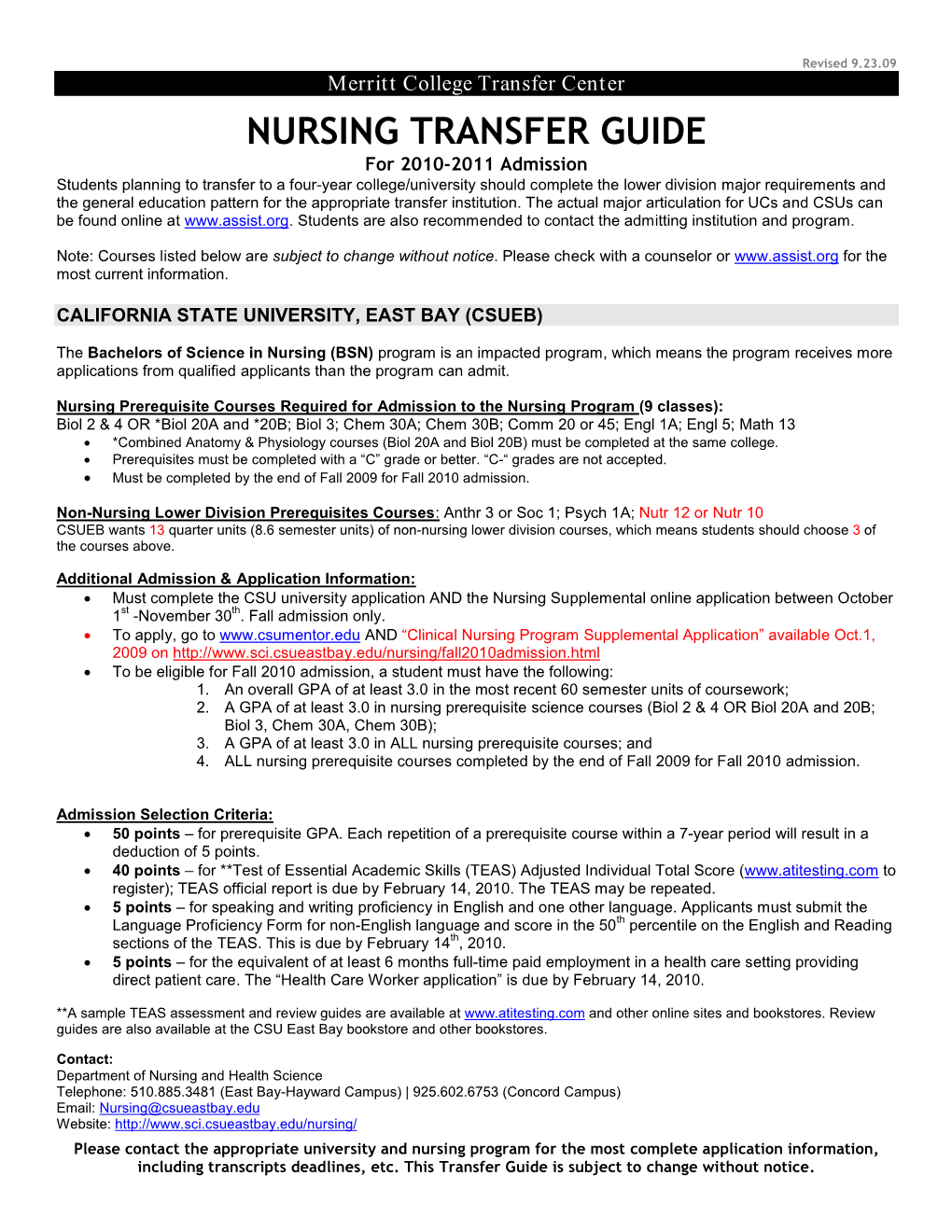 Nursing Transfer Guide