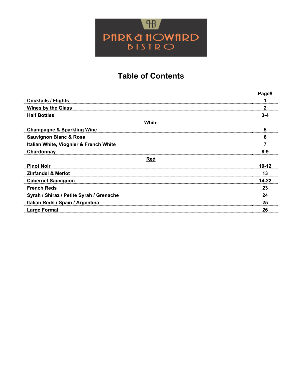 Table of Contents