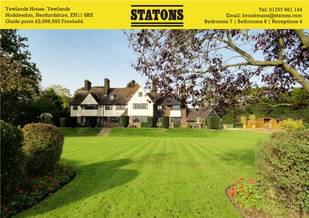 Brookmans@Statons.Com Hoddesdon, Hertfordshire, EN11 8BX Guide Price £2999