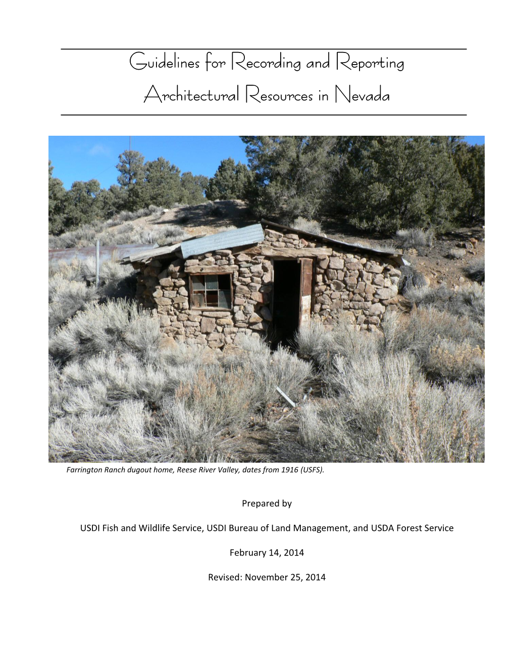 Guidelines for Recording and Reporting Architectural Resources in Nevada