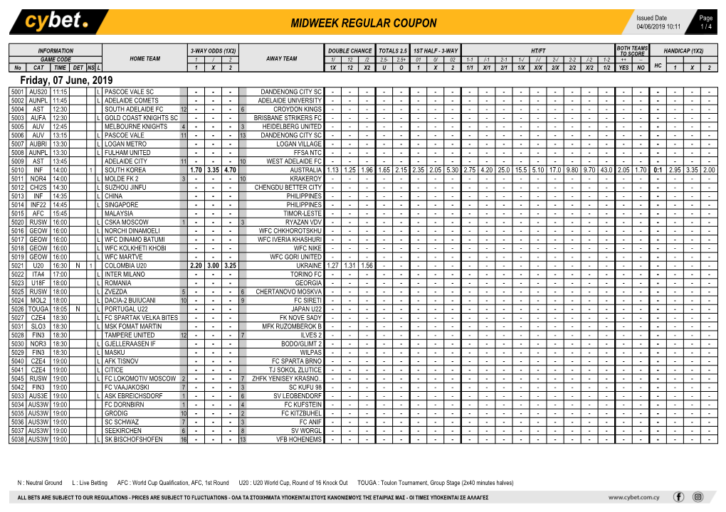 Midweek Regular Coupon 04/06/2019 10:11 1 / 4