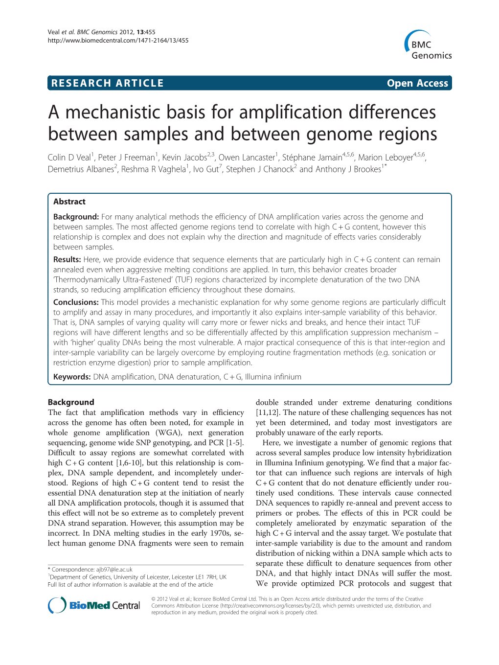 A Mechanistic Basis for Amplification Differences Between Samples and Between Genome Regions