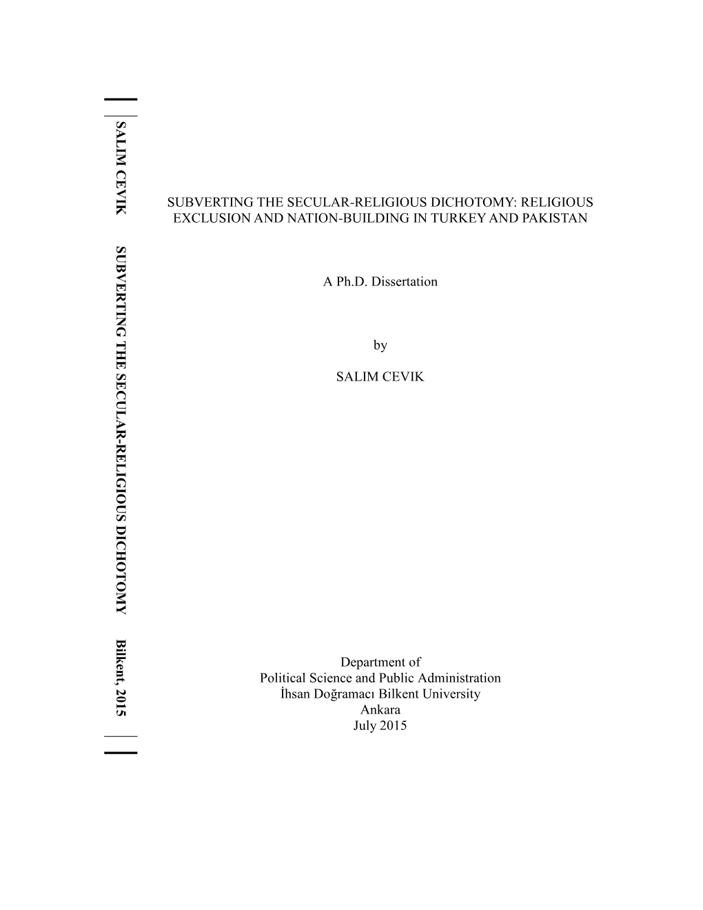 Subverting the Secular-Religious Dichotomy: Religious Exclusion and Nation-Building in Turkey and Pakistan