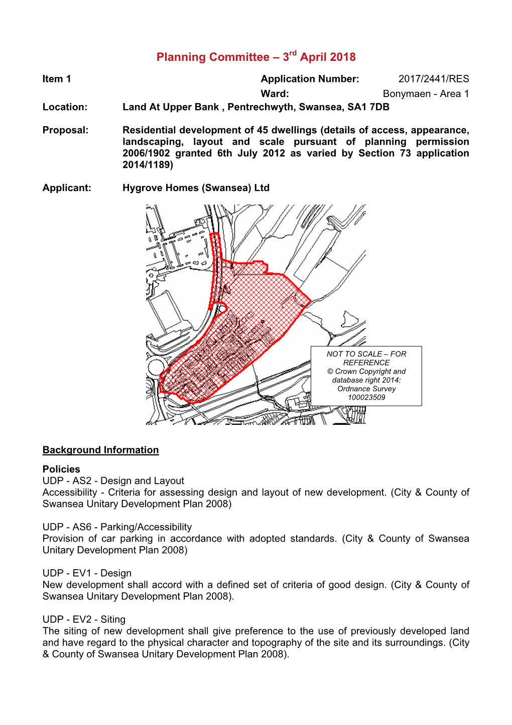 Planning Committee – 3Rd April 2018