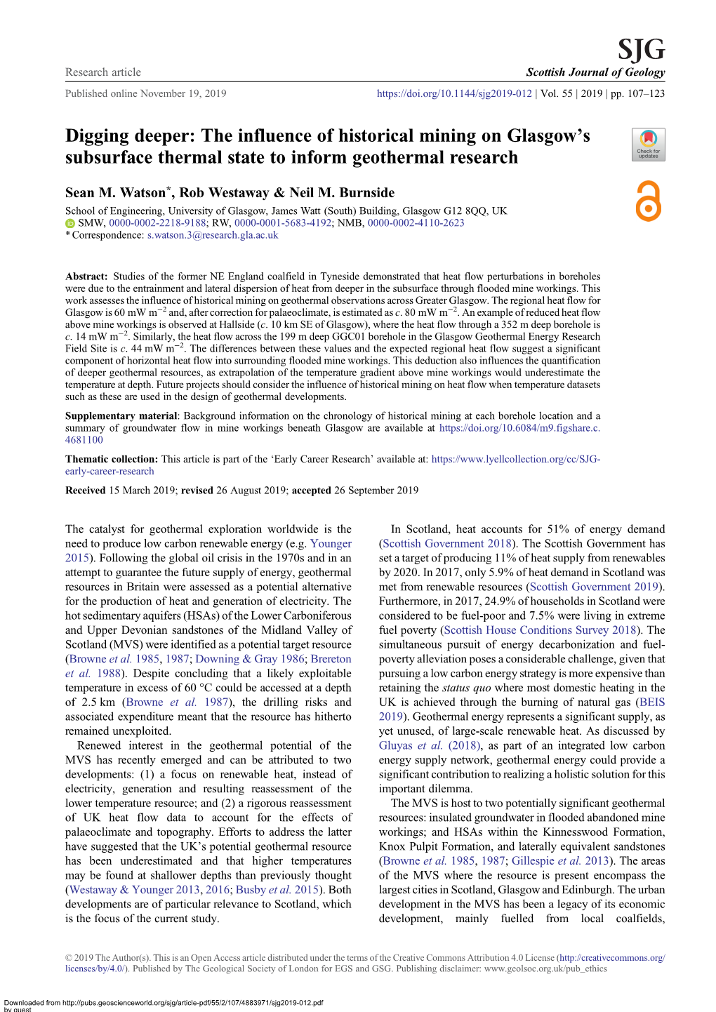 The Influence of Historical Mining on Glasgow's Subsurface Thermal State