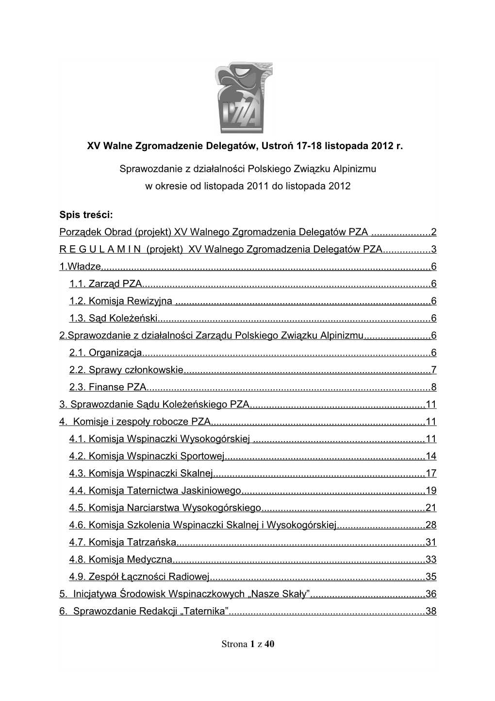 Sprawozdanie Z Działalności Związku W Latach 2010-2011
