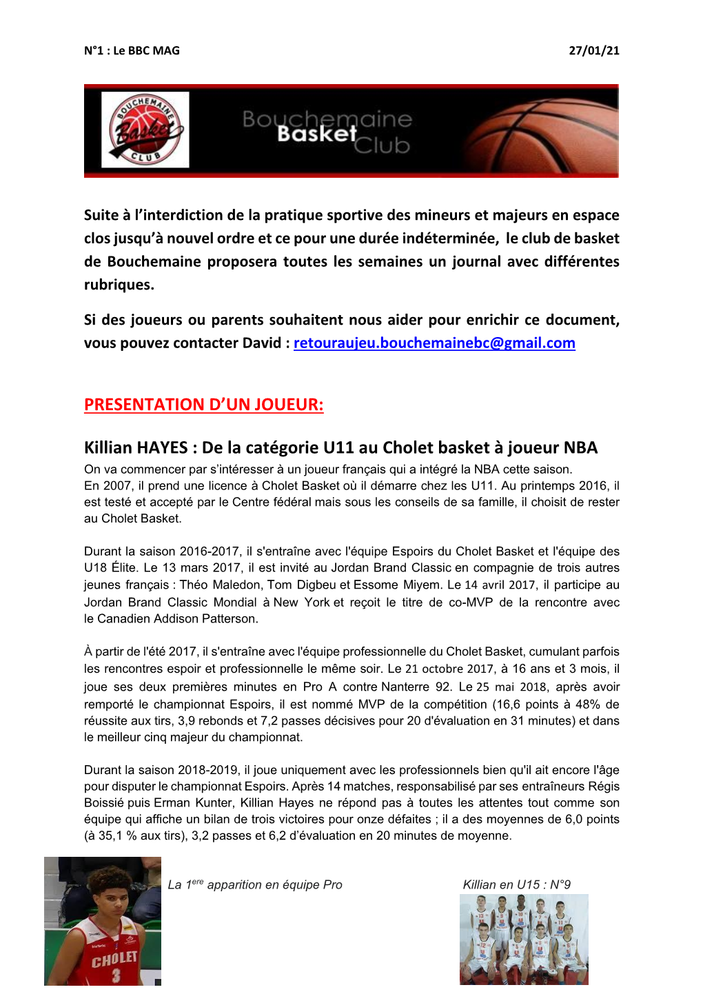 Killian HAYES : De La Catégorie U11 Au Cholet Basket À Joueur NBA on Va Commencer Par S’Intéresser À Un Joueur Français Qui a Intégré La NBA Cette Saison