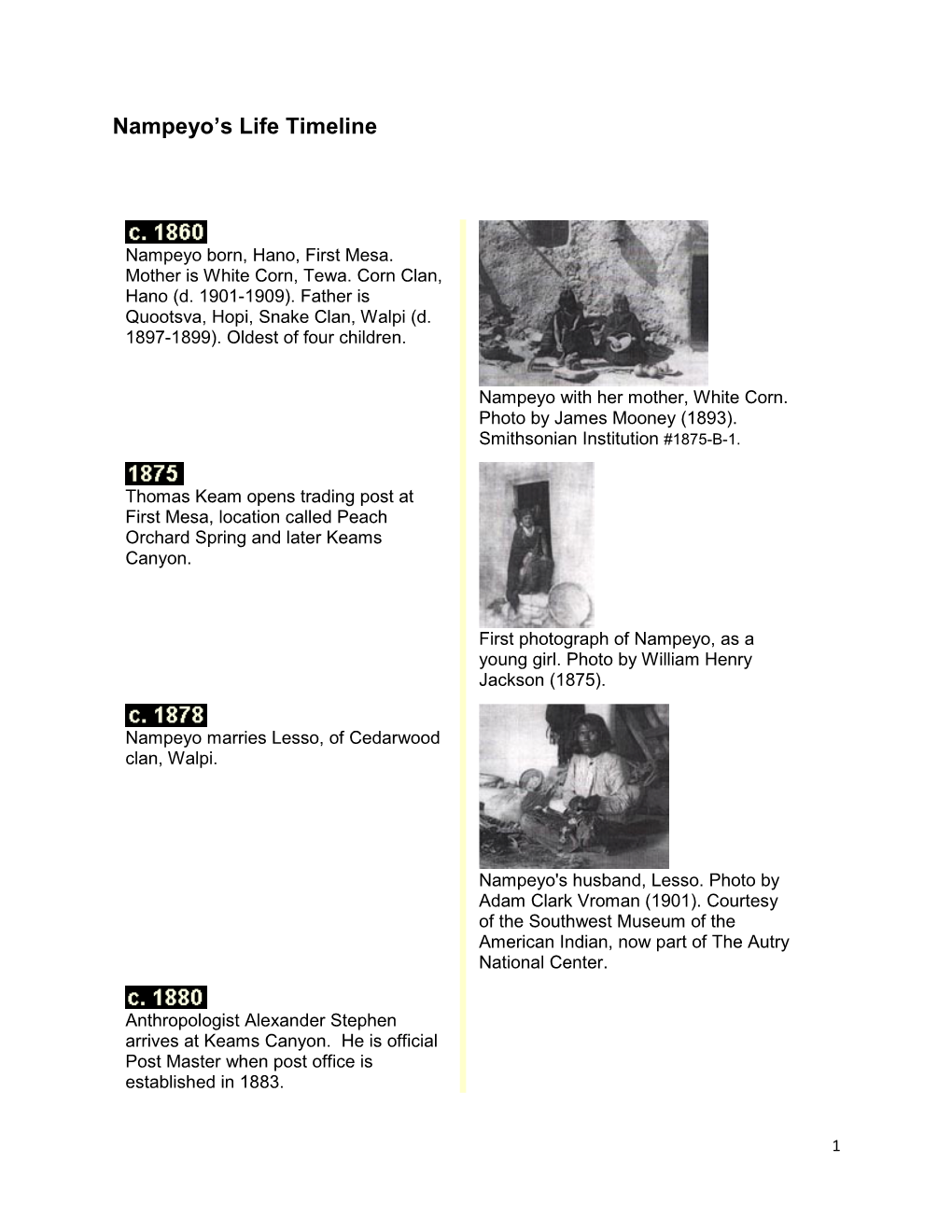 Nampeyo's Life Timeline.Pdf