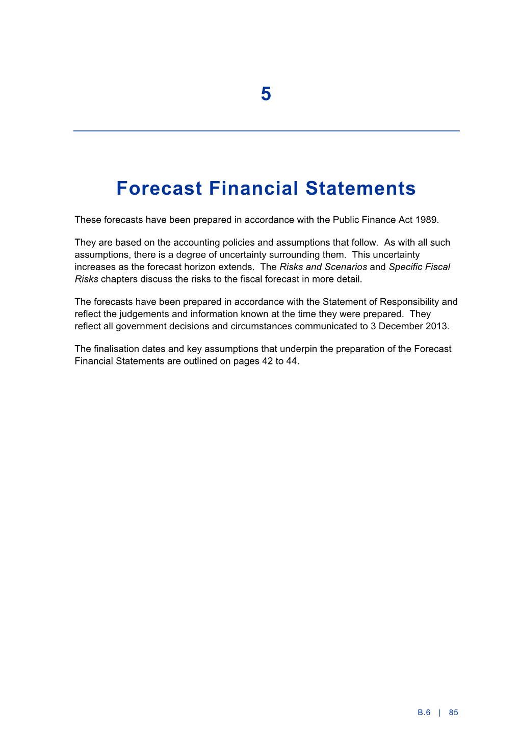5 Forecast Financial Statements