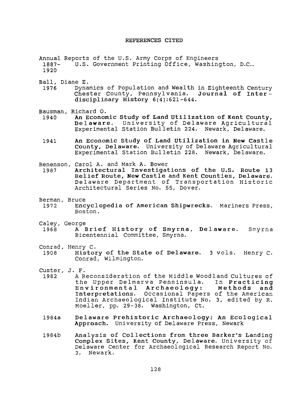 REFERENCES CITED Annual Reports of the U.S. Army Corps of Engineers 1887- U. S. Government Printing Office, Washington, D.C.. 1