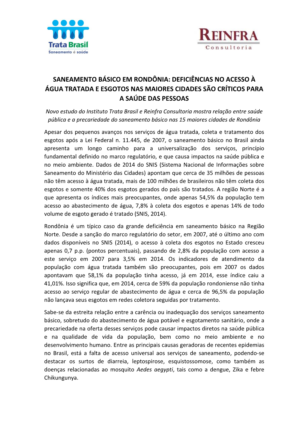 Saneamento Básico Em Rondônia: Deficiências No Acesso À Água