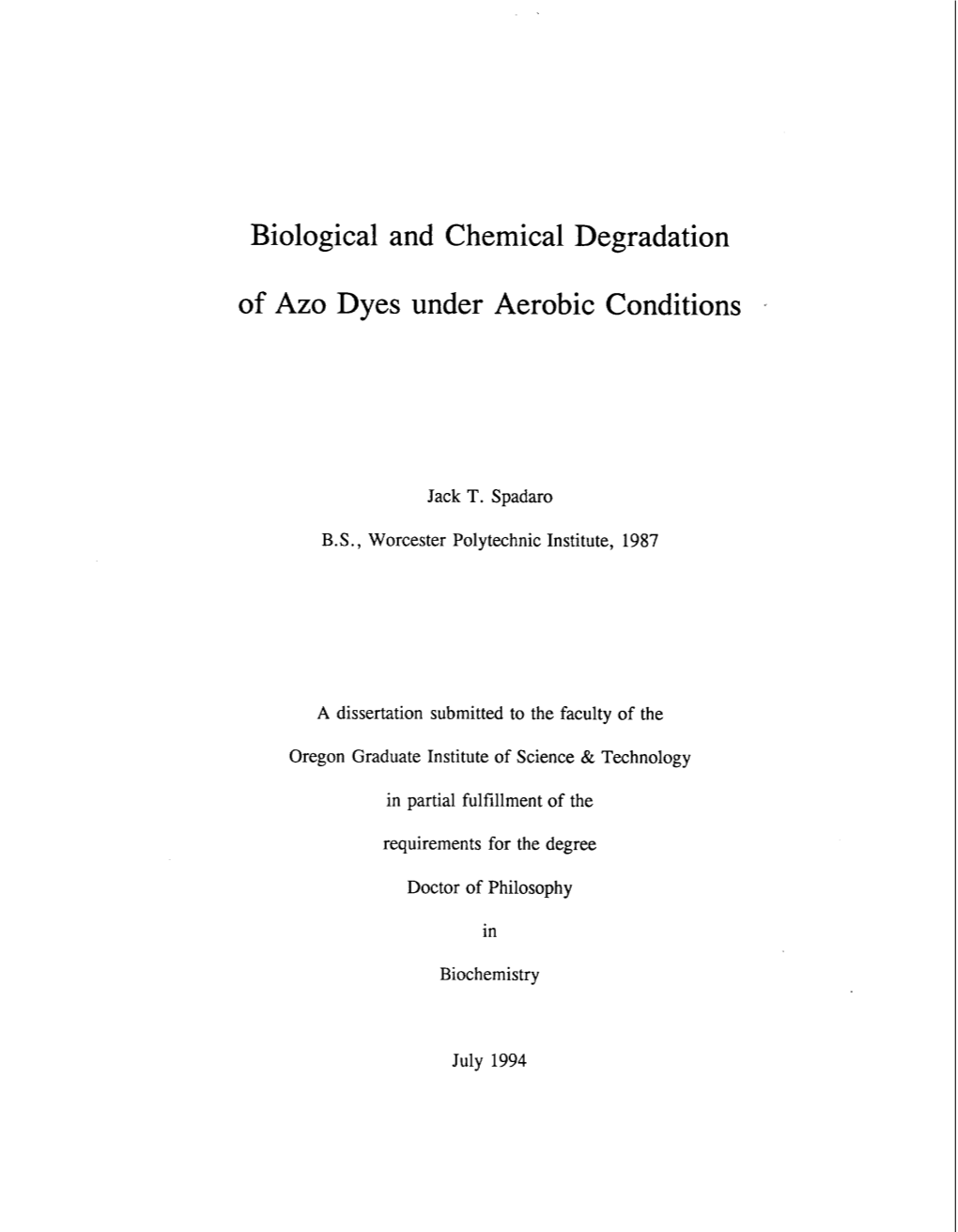 Biological and Chemical Degradation of Azo Dyes Under Aerobic Conditions