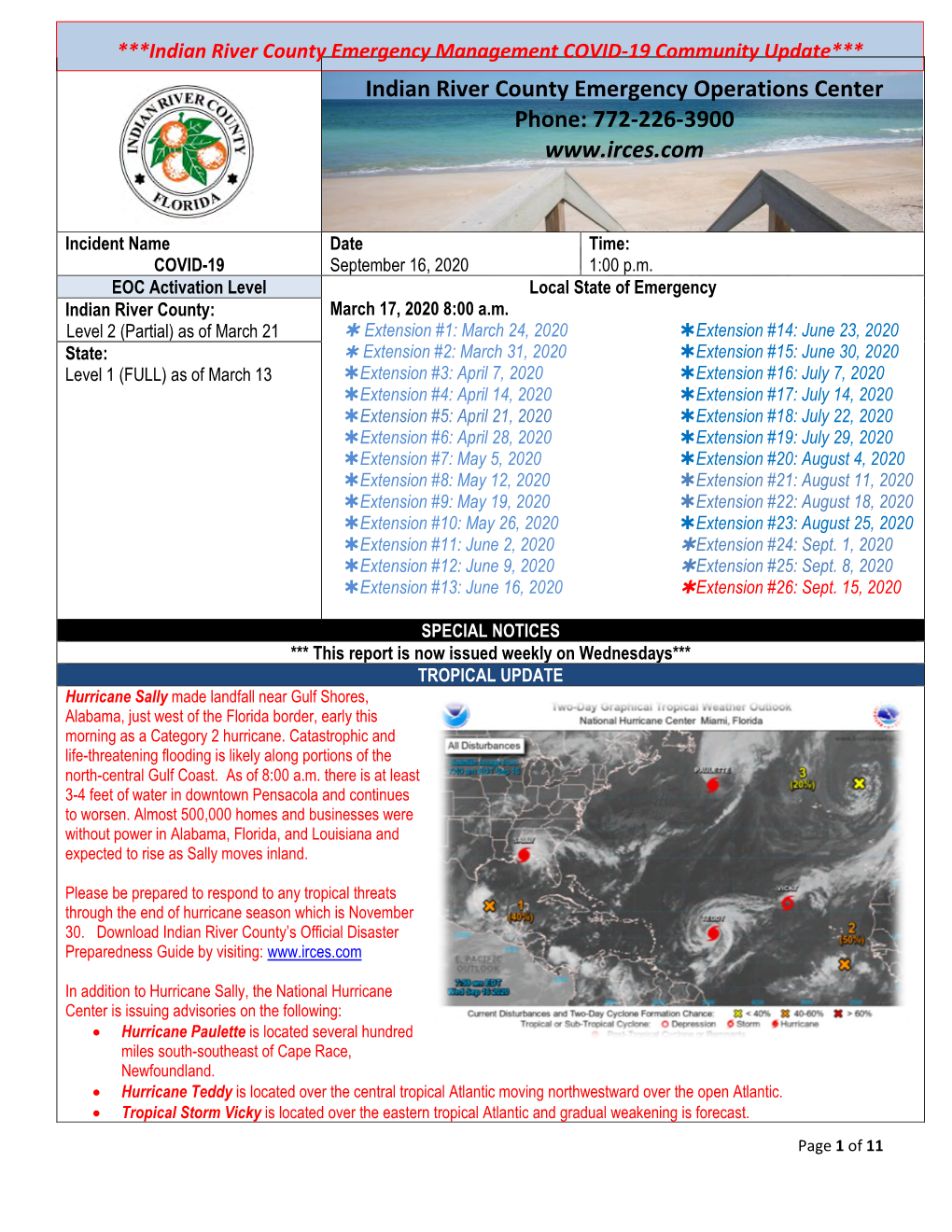 Indian River County Emergency Operations Center Phone: 772-226-3900