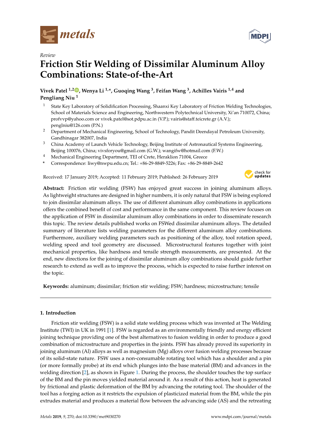Friction Stir Welding of Dissimilar Aluminum Alloy Combinations: State-Of-The-Art