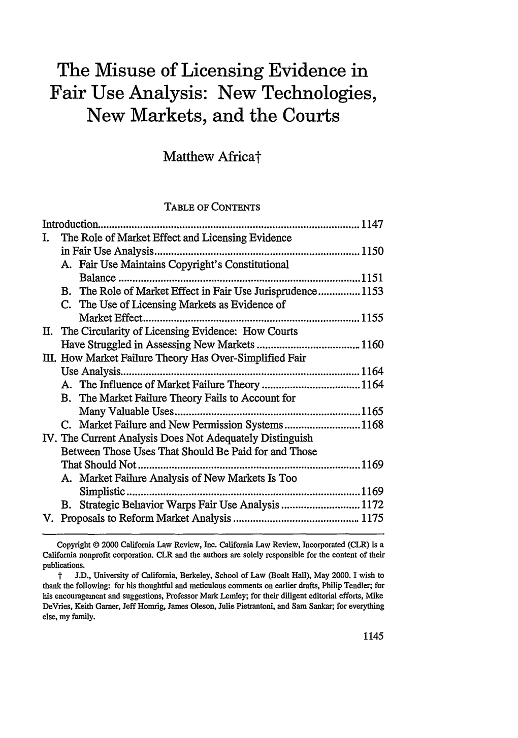 The Misuse of Licensing Evidence in Fair Use Analysis: New Technologies, New Markets, and the Courts