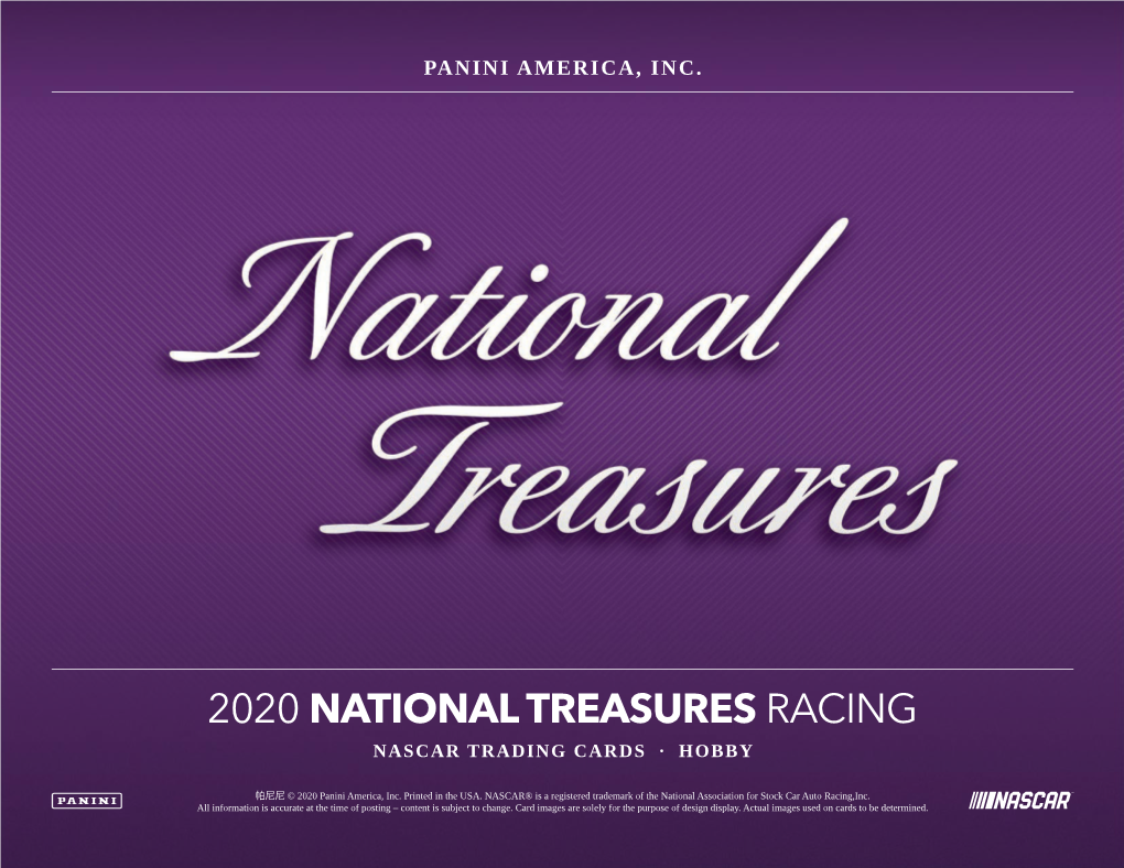 2020 National Treasures Racing Nascar Trading Cards · Hobby