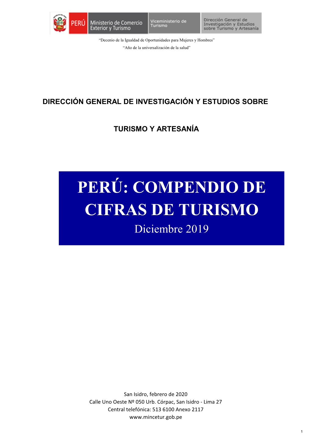 COMPENDIO DE CIFRAS DE TURISMO Diciembre 2019