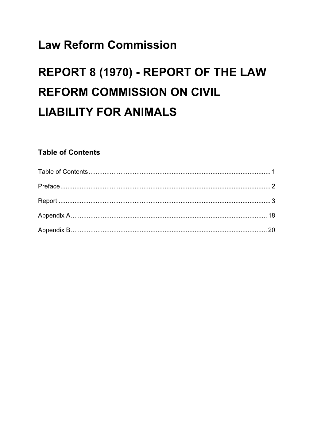 Report 8: Civil Liability for Animals