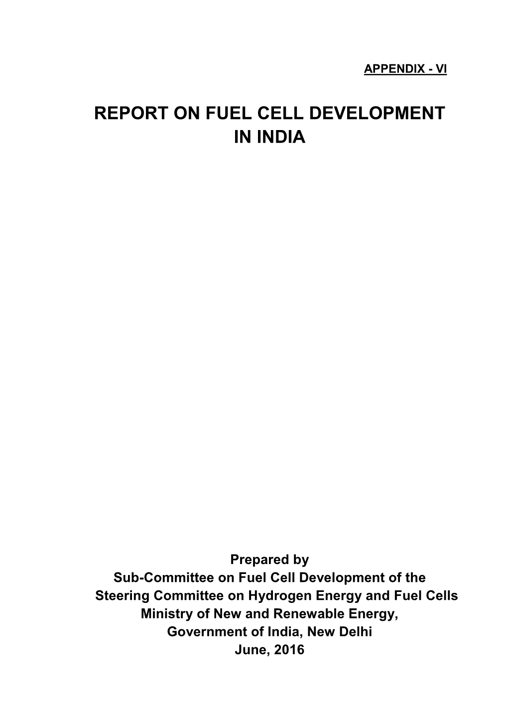 Report on Fuel Cell Development in India