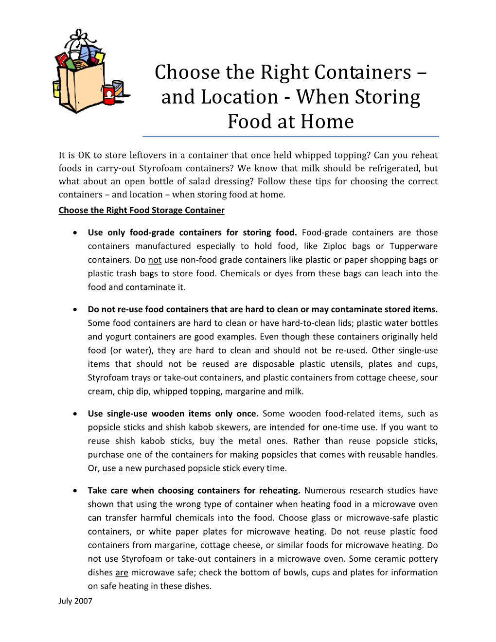 Choose the Right Containers – and Location - When Storing Food at Home