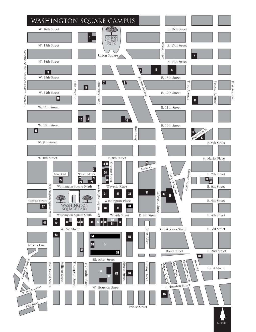 Campus Map, New York University, Washington Square Campus