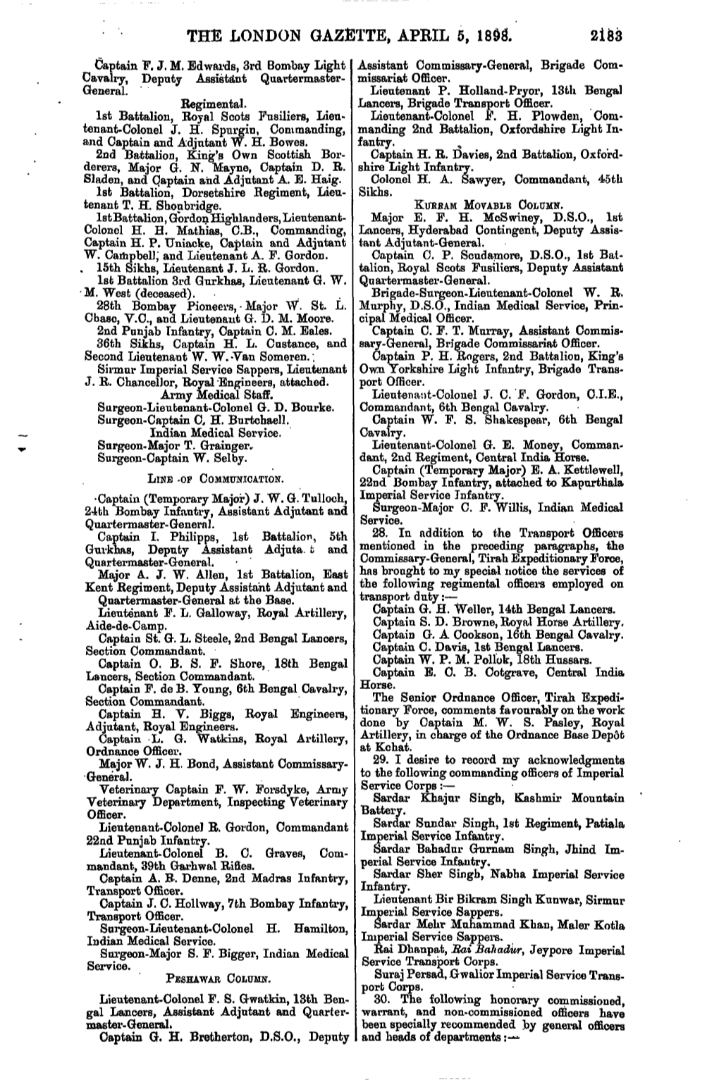 The London Gazette, Apbil 5, 2183