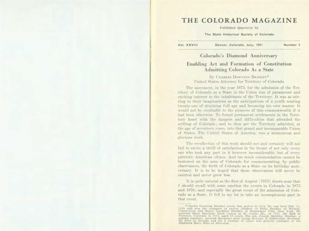 THE COLORADO MAGAZINE Published Quarterly By