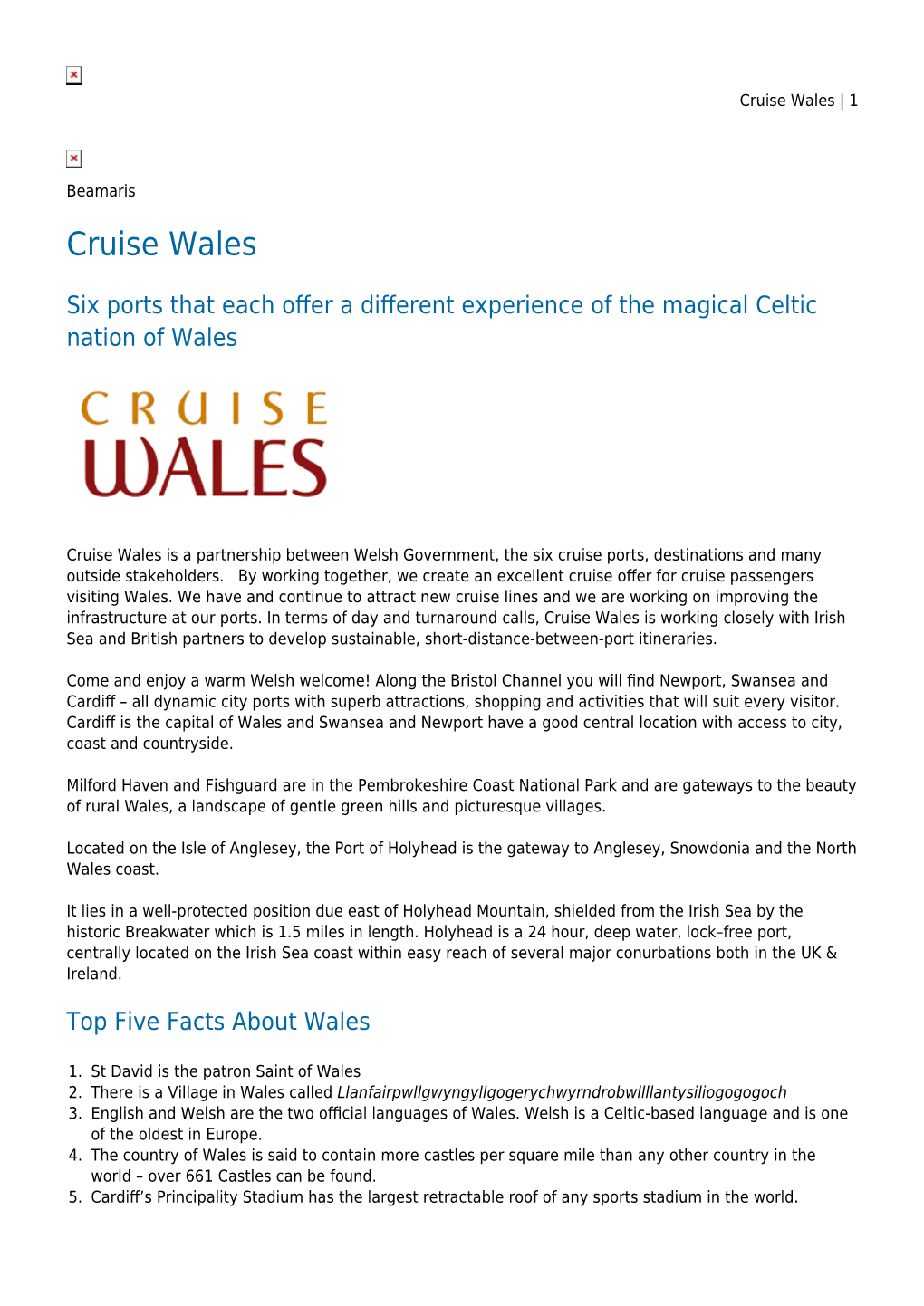 Cruise Wales | 1