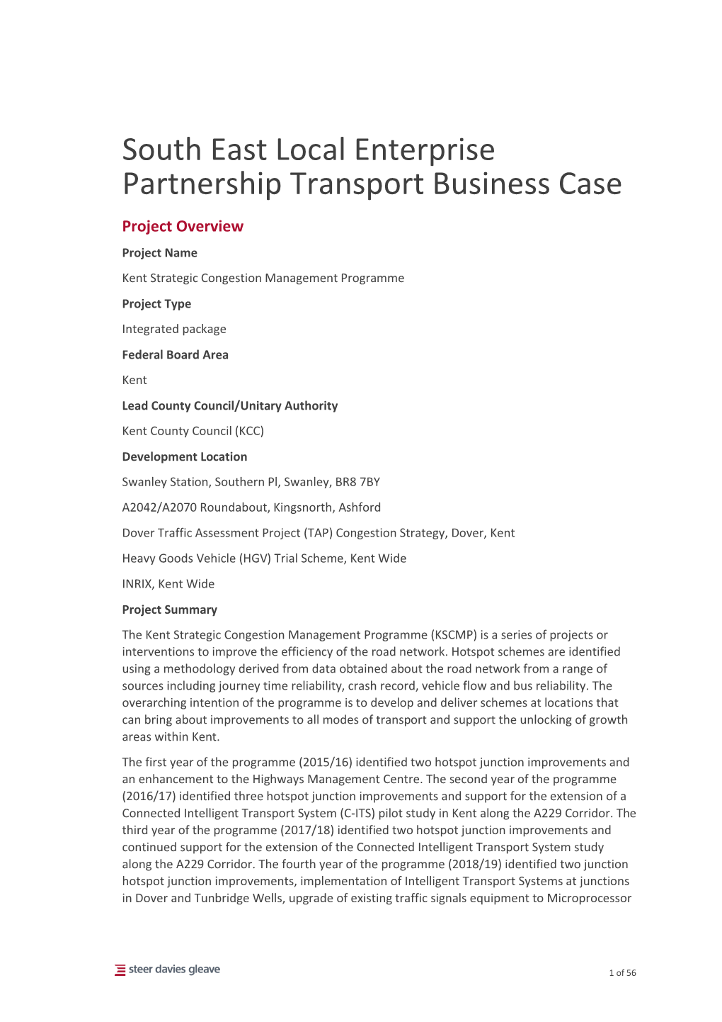 South East Local Enterprise Partnership Transport Business Case