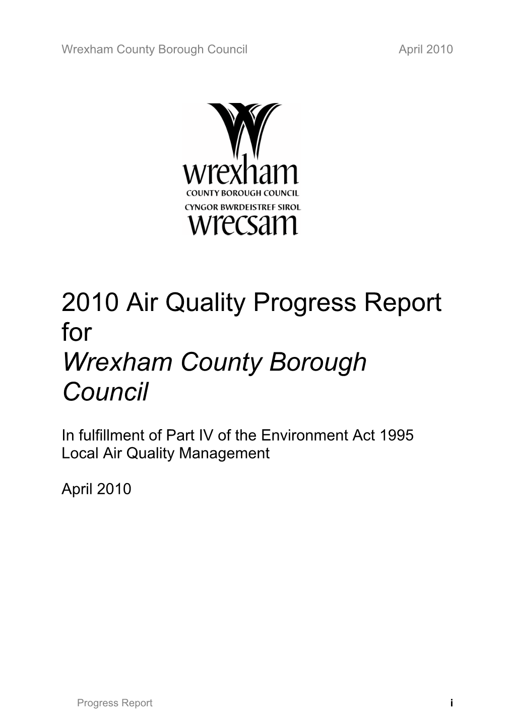 2010 Air Quality Progress Report for Wrexham County Borough Council