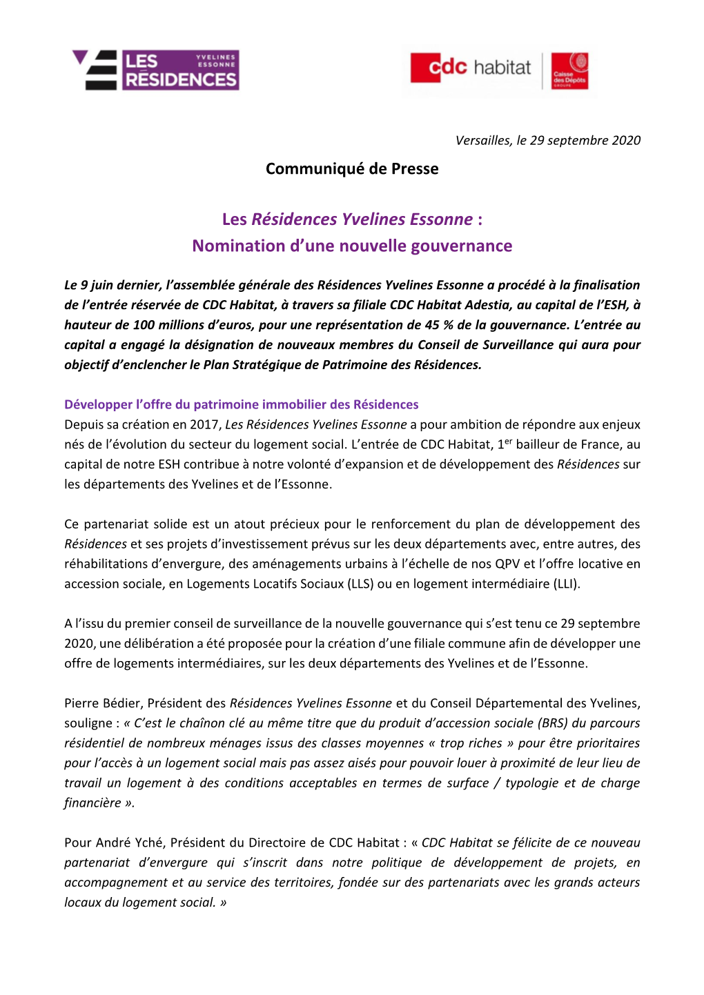 Les Résidences Yvelines Essonne : Nomination D'une Nouvelle