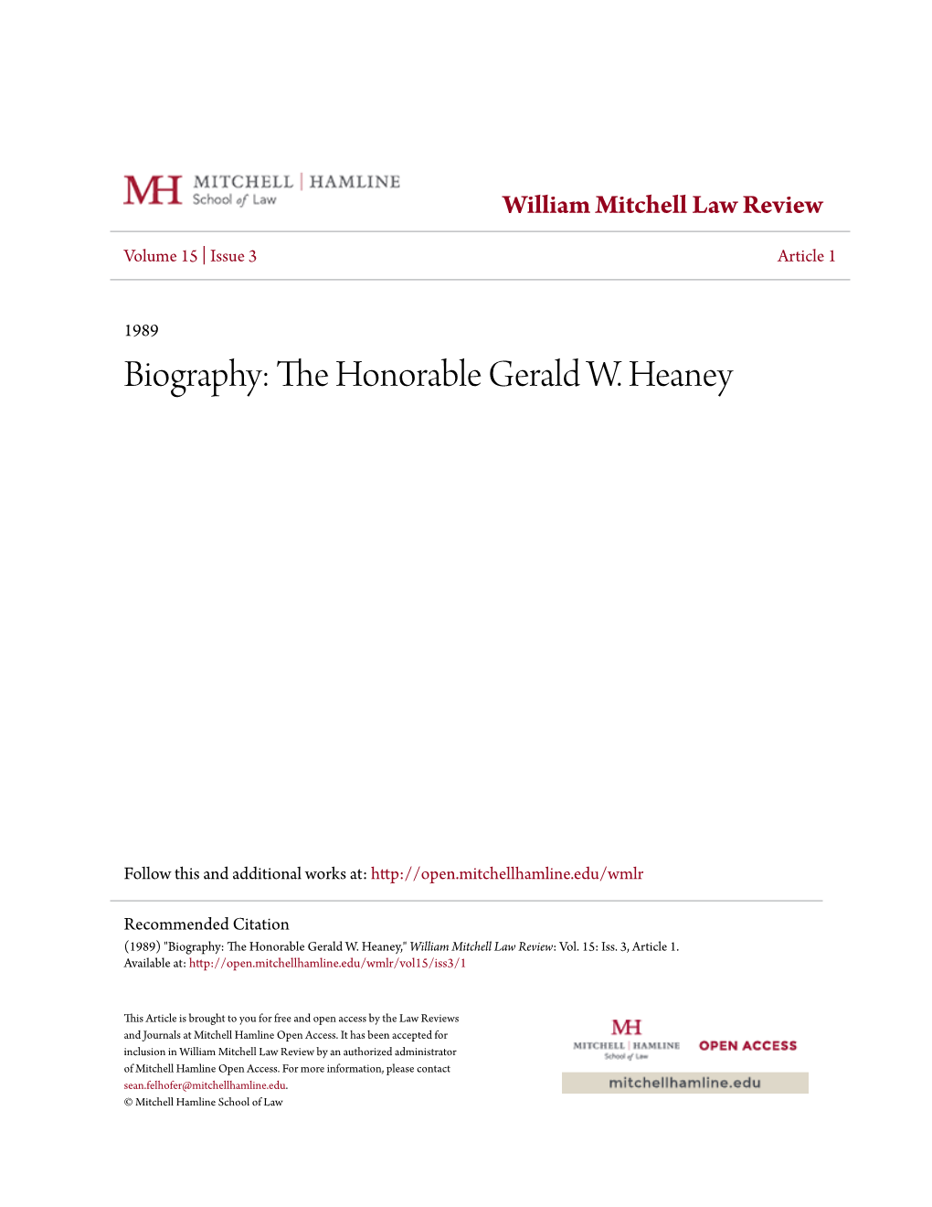 The Honorable Gerald W. Heaney