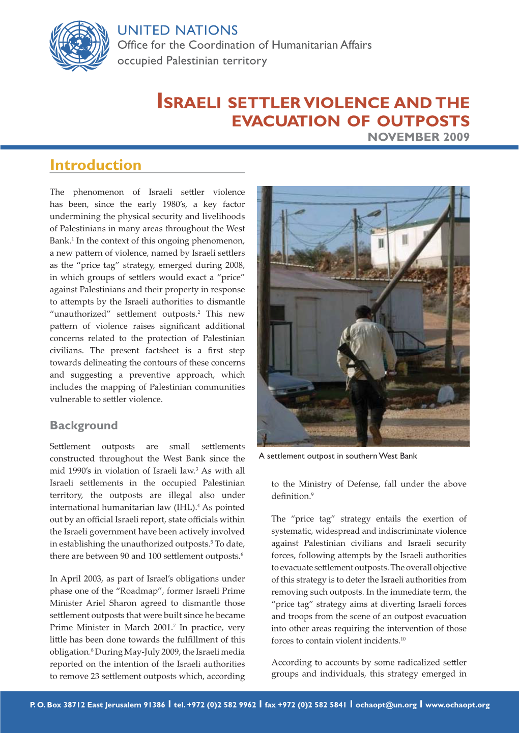 Settler Violence Nov 2009 Factsheet.Indd