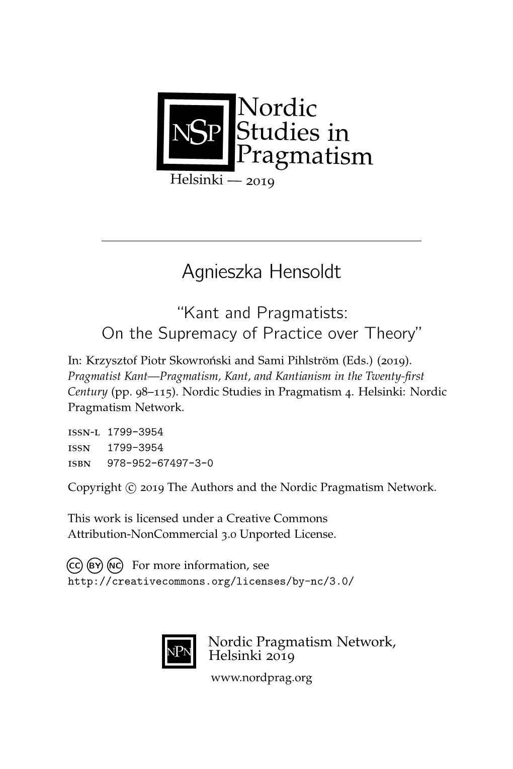 Kant and Pragmatists: on the Supremacy of Practice Over Theory”