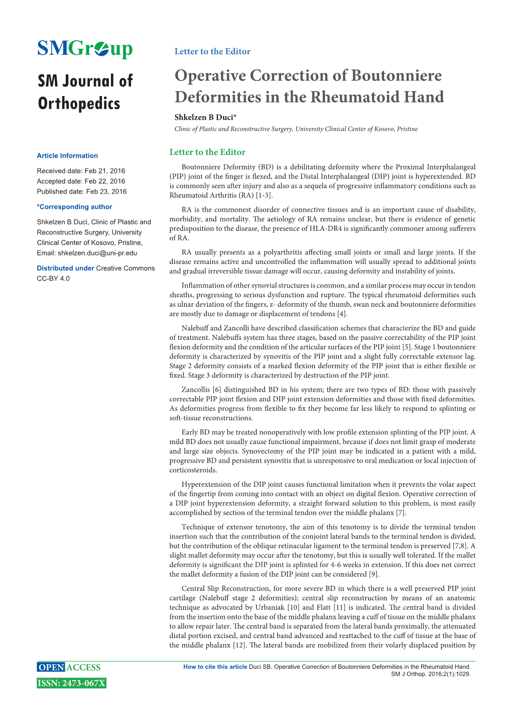 Operative Correction of Boutonniere Deformities in the Rheumatoid Hand