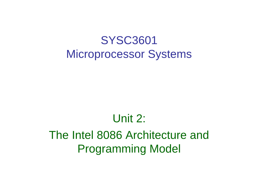 SYSC3601 Microprocessor Systems